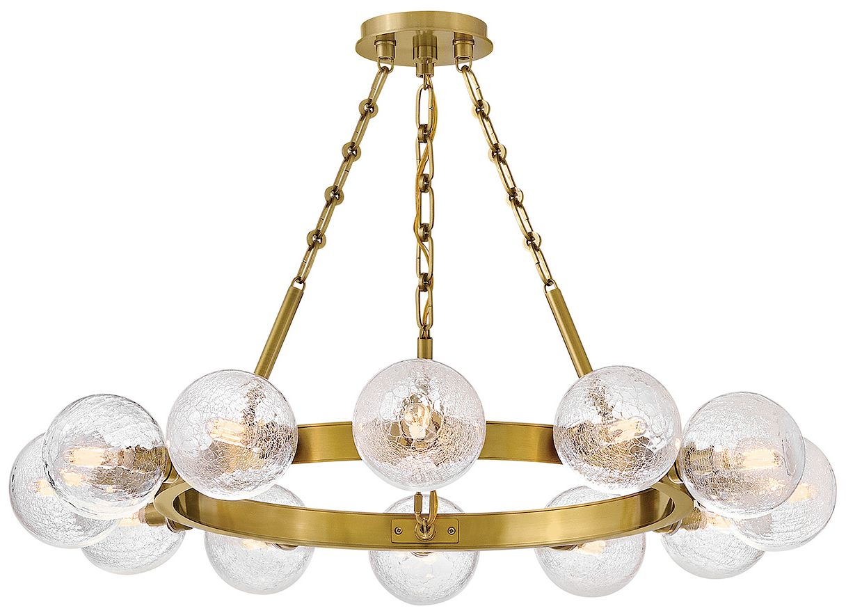 Fredrick Ramond Coco 32" Lacquered Brass and Glass Ring Chandelier