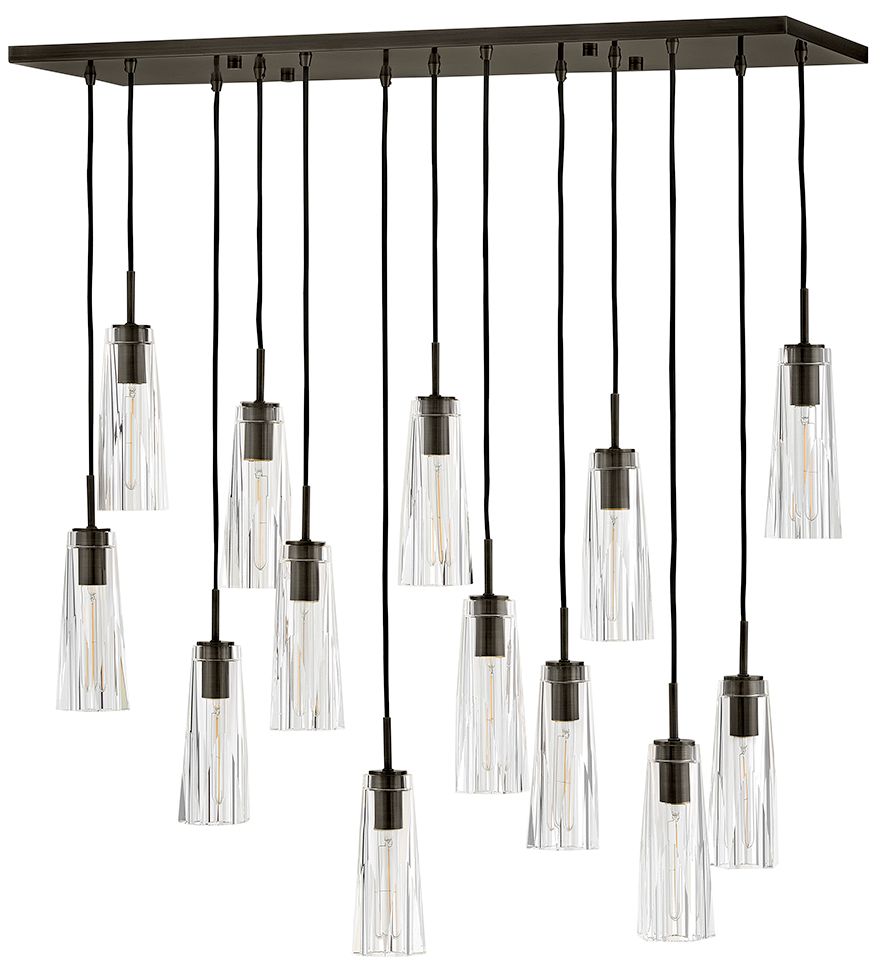 Image 2 Fredrick Ramond Cosette Medium 13 Light Linear Chandelier 46" Black Oxide more views