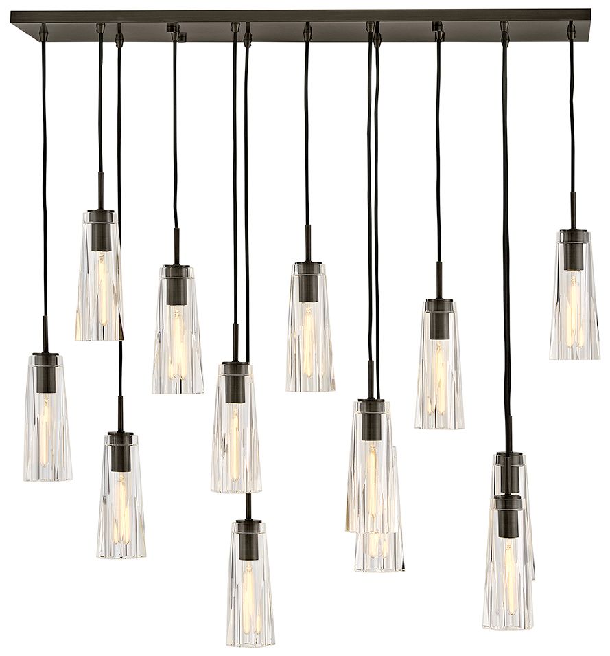 Fredrick Ramond Cosette Medium 13 Light Linear Chandelier 46" Black Oxide