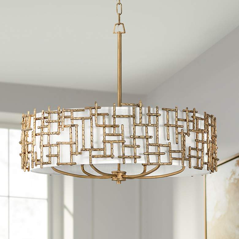 Image 1 Fredrick Ramond Farrah 28" Wide Burnished Gold Modern Drum Chandelier
