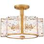 1_Fredrick Ramond Florian 14 1/4" Brass and Pressed Glass Ceiling Light