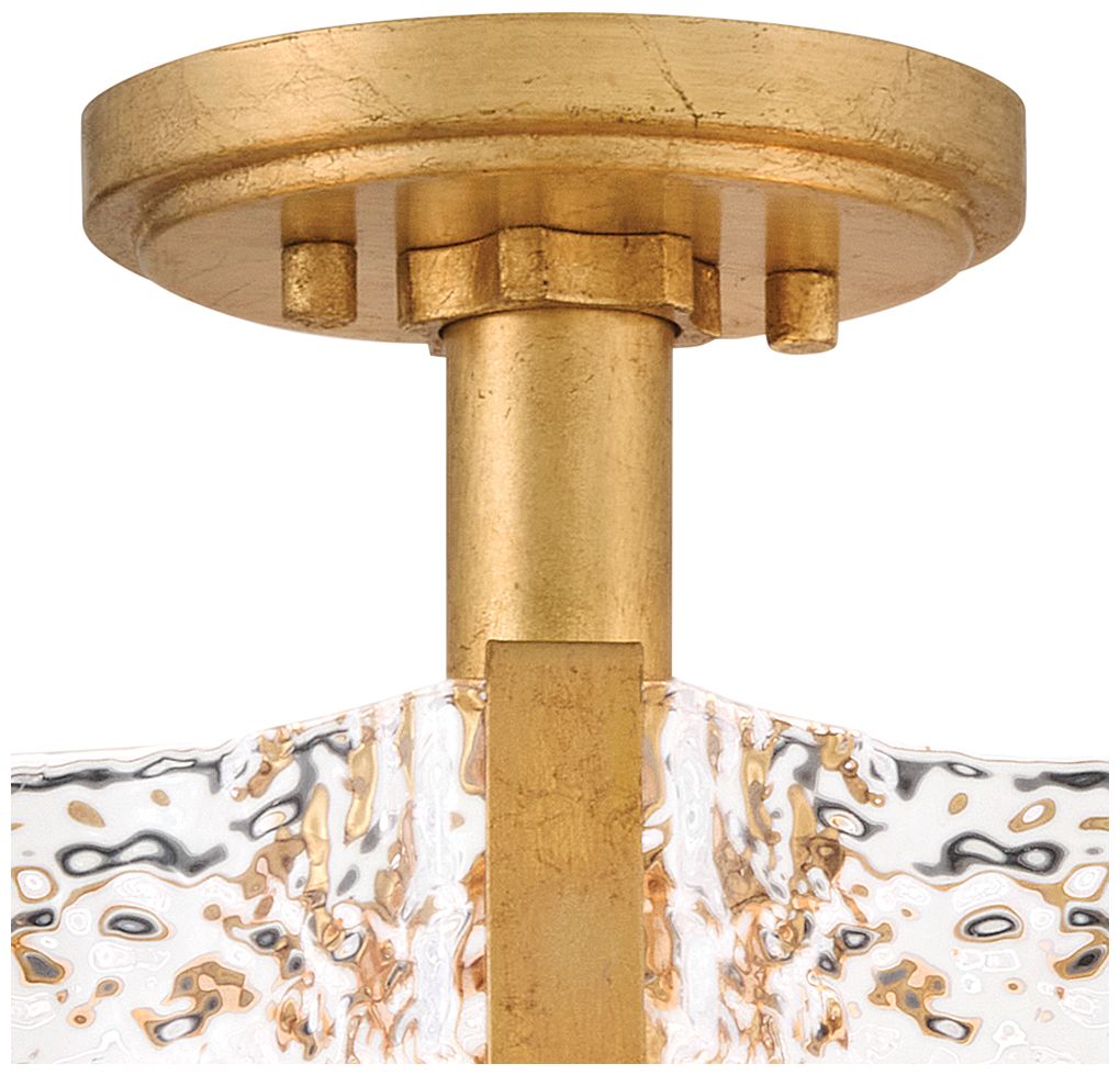 Fredrick Ramond Florian 14 1/4" Brass and Pressed Glass Ceiling Light