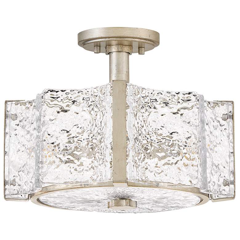 Image 2 Fredrick Ramond Florian 14 1/4" Silver and Pressed Glass Ceiling Light more views