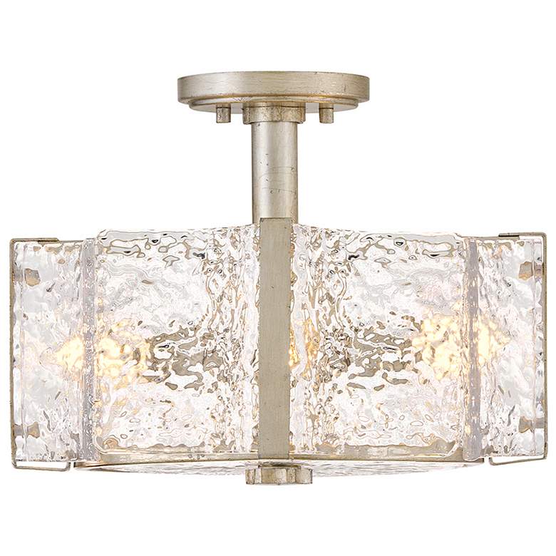 Image 5 Fredrick Ramond Florian 14 1/4" Silver and Pressed Glass Ceiling Light more views