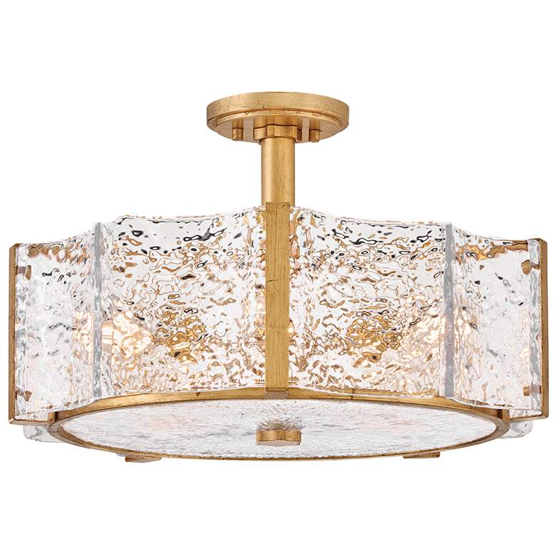 Image 1 Fredrick Ramond Florian 20 1/4" Brass and Pressed Glass Ceiling Light