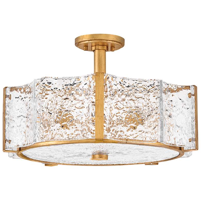 Image 2 Fredrick Ramond Florian 20 1/4" Brass and Pressed Glass Ceiling Light more views