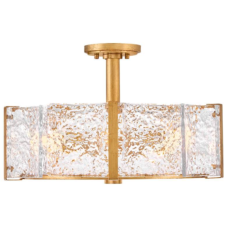 Image 5 Fredrick Ramond Florian 20 1/4" Brass and Pressed Glass Ceiling Light more views