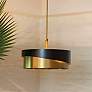 1_Fredrick Ramond Gigi 26" Wide Black and Brass Modern Drum Pendant