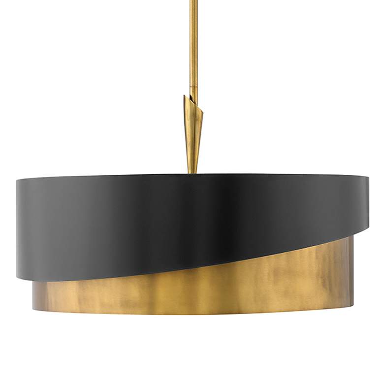 Image 3 Fredrick Ramond Gigi 26" Wide Black and Brass Modern Drum Pendant more views