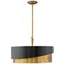 3_Fredrick Ramond Gigi 26" Wide Black and Brass Modern Drum Pendant more views