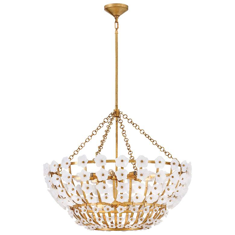 Image 1 Fredrick Ramond Interior Azalea Large Chandelier 36" Distressed Brass