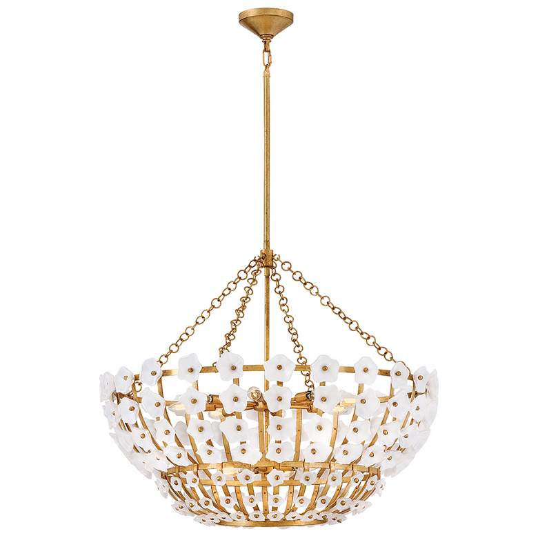 Image 2 Fredrick Ramond Interior Azalea Large Chandelier 36" Distressed Brass more views