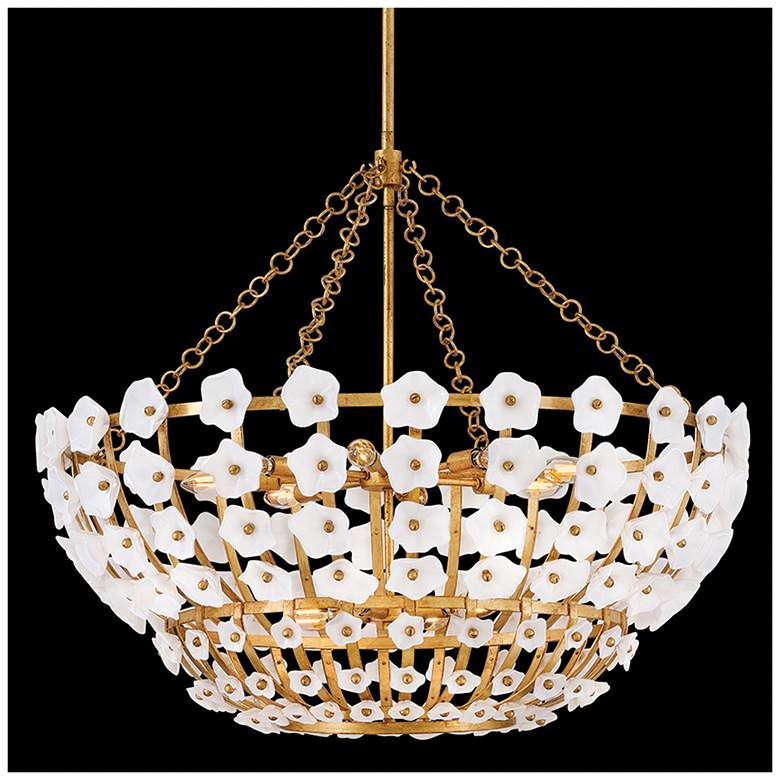 Image 7 Fredrick Ramond Interior Azalea Large Chandelier 36" Distressed Brass more views