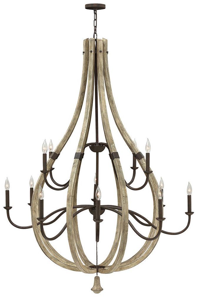Image 2 Fredrick Ramond Middlefield Open Frame Two Tier Chandelier 48" Iron Rust