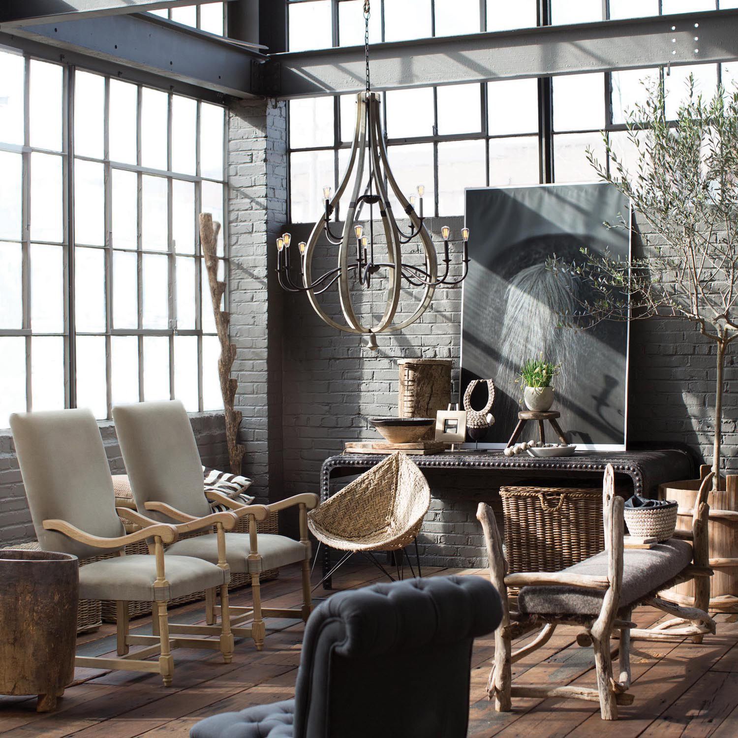 Image 7 Fredrick Ramond Middlefield Open Frame Two Tier Chandelier 48" Iron Rust more views