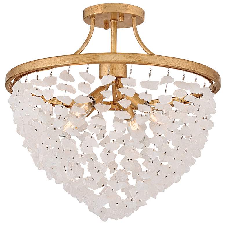Image 1 Fredrick Ramond Myra 18" Wide Distressed Brass Semi Flush Mount