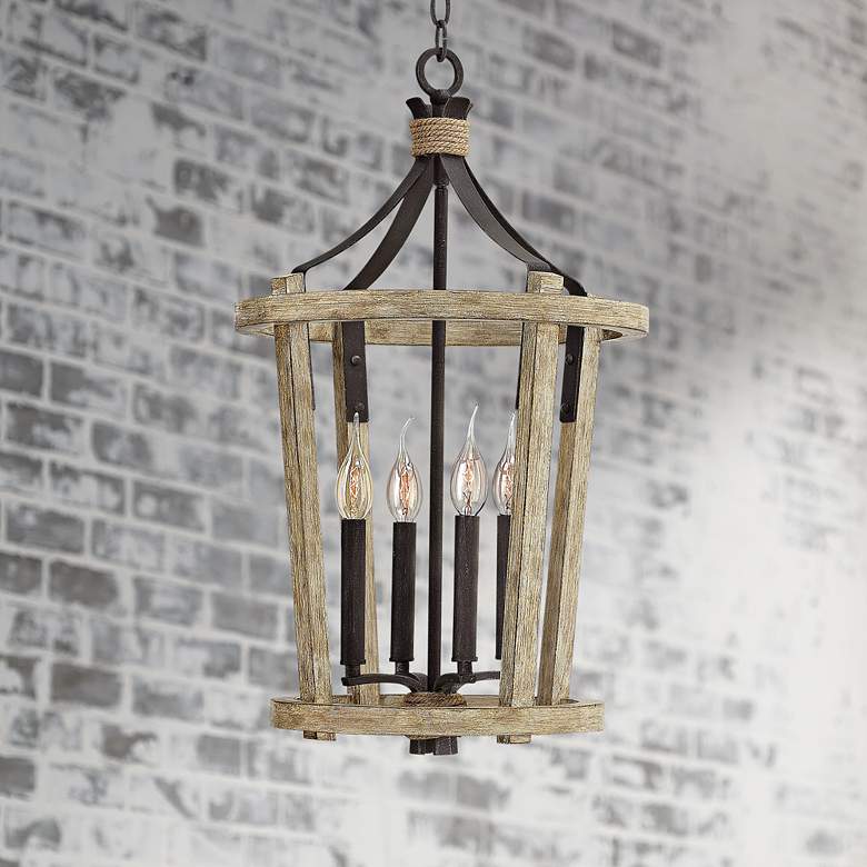 Image 1 Fredrick Ramond Sherwood 15 inchW Cottage Wood Pendant Light