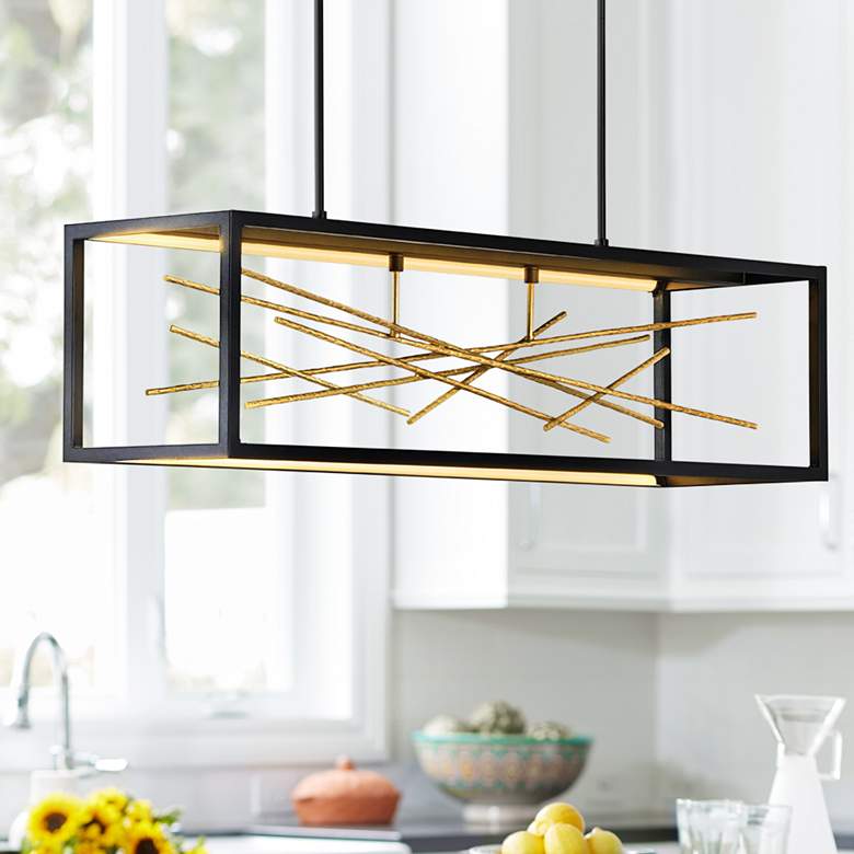 Image 1 Fredrick Ramond Styx 45" Wide Black LED Linear Chandelier