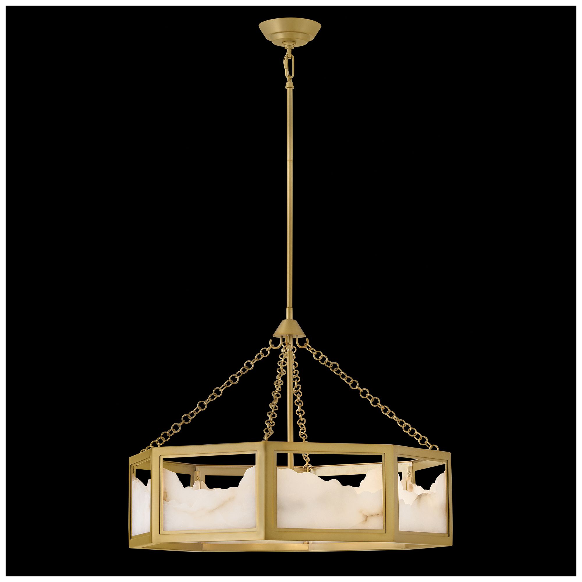 Fredrick Ramond Veleta Large Drum Chandelier 26" Lacquered Brass