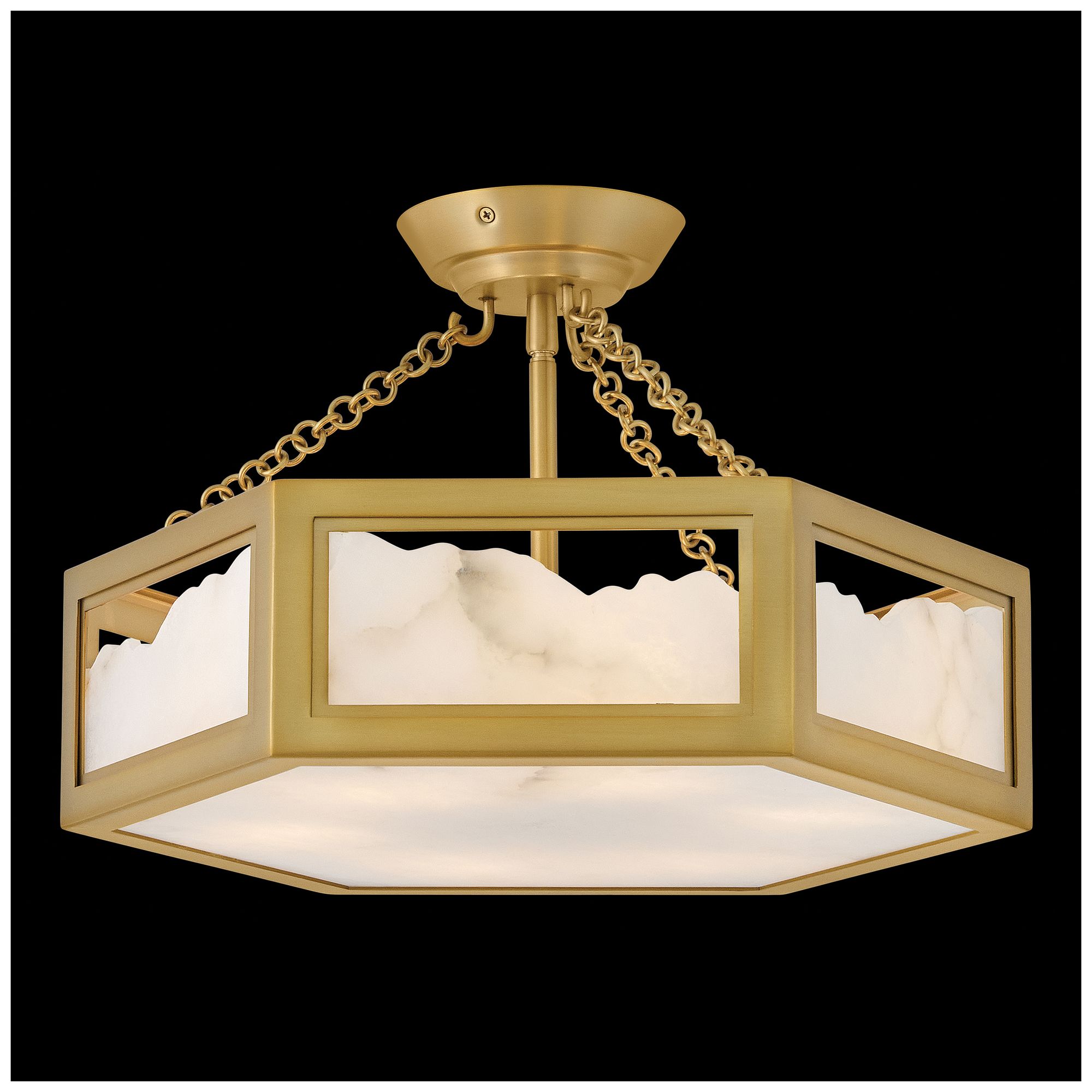 Fredrick Ramond Veleta Medium Semi Flush Mount 17" Lacquered Brass