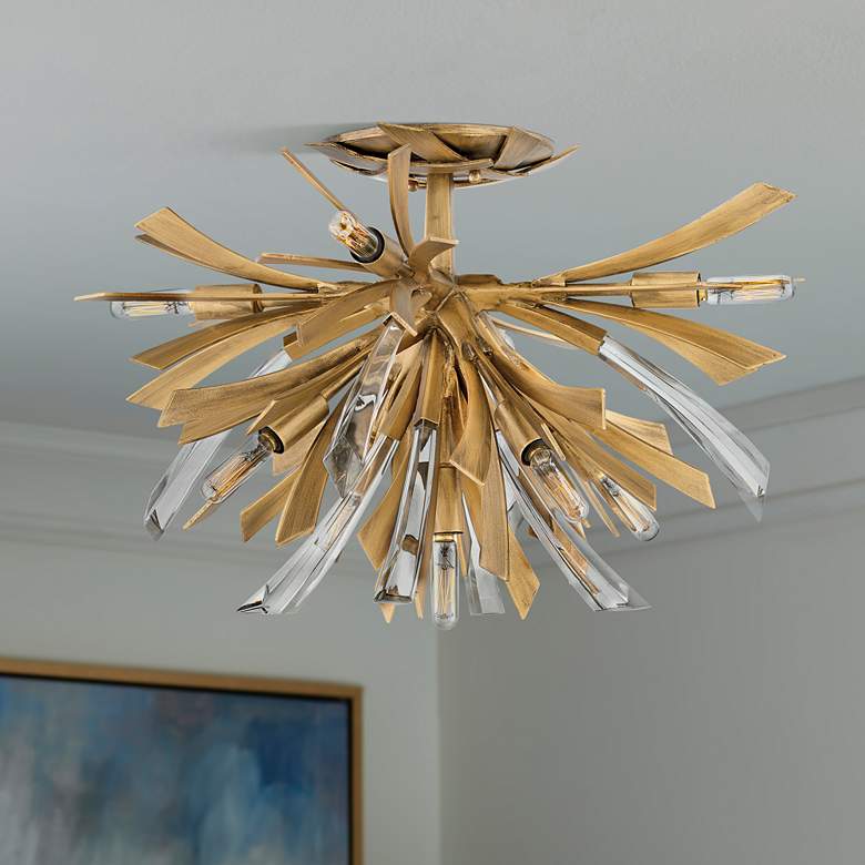 Image 1 Fredrick Ramond Vida 24" Wide Burnished Gold 9-Light LED Ceiling Light