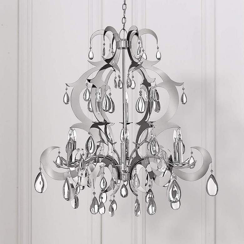 Image 1 Fredrick Ramond Xanadu Stainless Steel 9-Light Chandelier