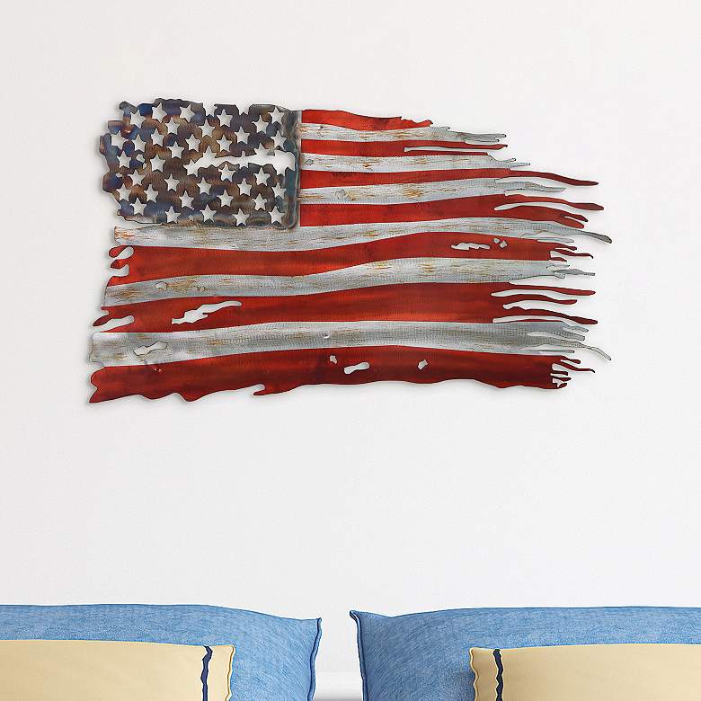 Image 1 Free & Brave 31" Wide Red Blue Metal Wall Sculpture