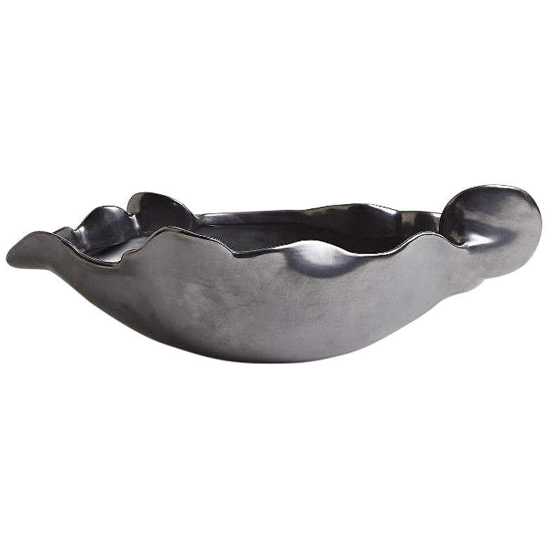 Image 1 Free Form Glaze Graphite Gray Ceramic Decorative Bowl