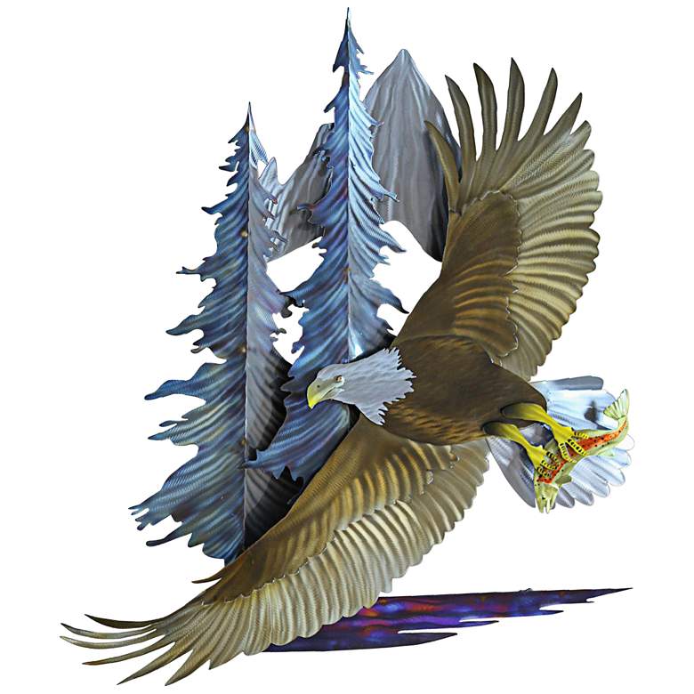 Image 1 Freedom Bald Eagle 35" Wide Metal Wall Sculpture