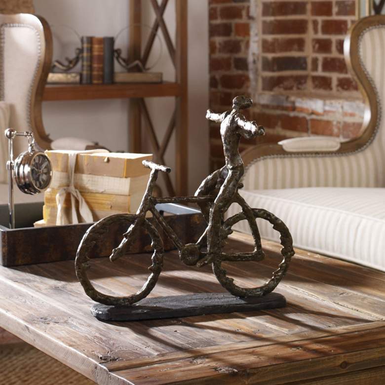 Image 1 Freedom Rider Bicyclist 15" Wide Bike Statue by Uttermost