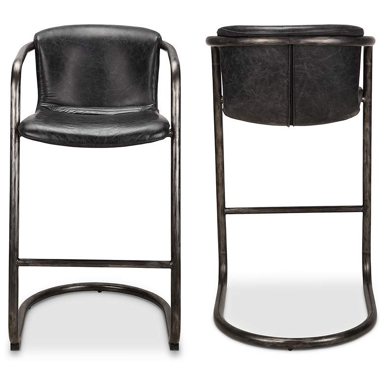 Image 2 Freeman Barstool Onyx Black Leather - Set Of Two more views