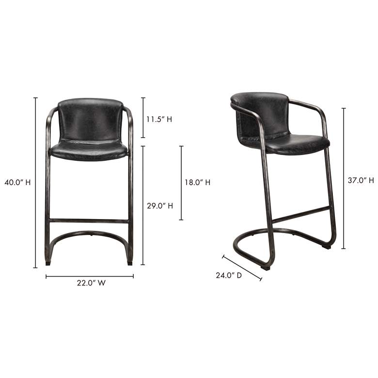 Image 6 Freeman Barstool Onyx Black Leather - Set Of Two more views
