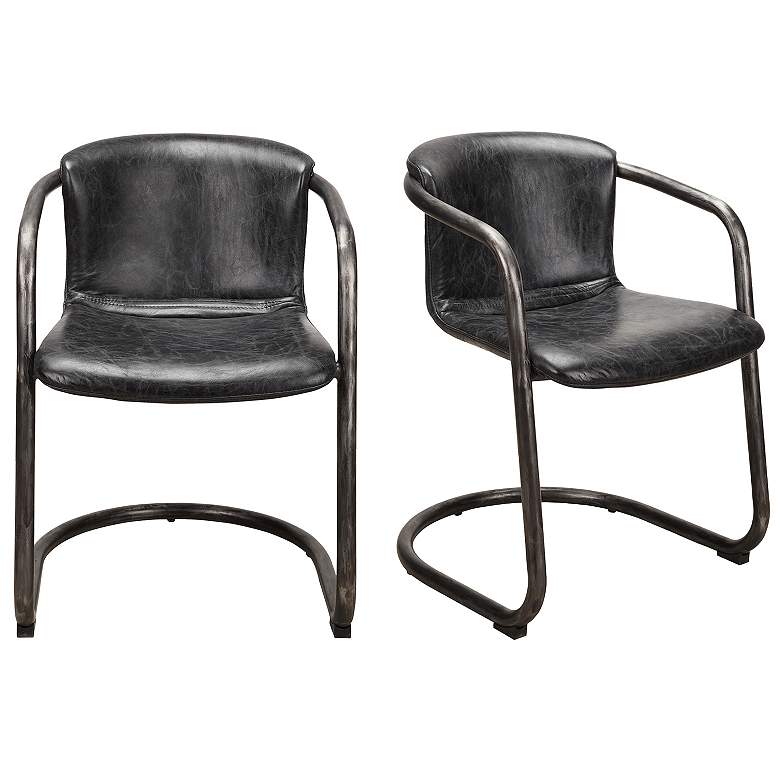 Image 1 Freeman Dining Chair Onyx Black Leather - Set Of Two