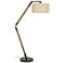 Freeport Matte Black and Wood Arc Floor Lamp