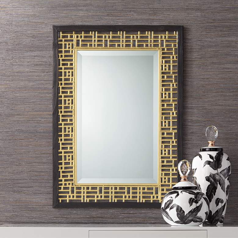 Image 1 Freja 24 3/4" x 34 3/4" Gold Openwork Wall Mirror