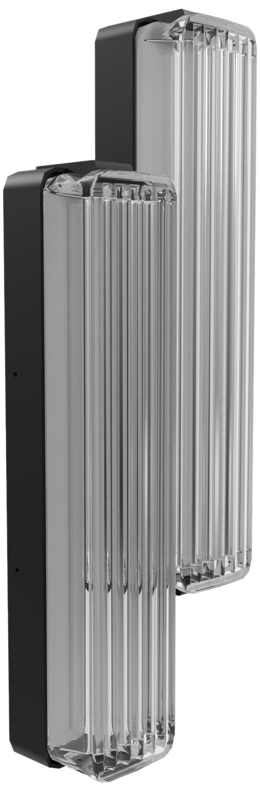Thumbnail1 of Fremont 2-Light 14"H LED Wall Sconce in Black/Ribbed Glass