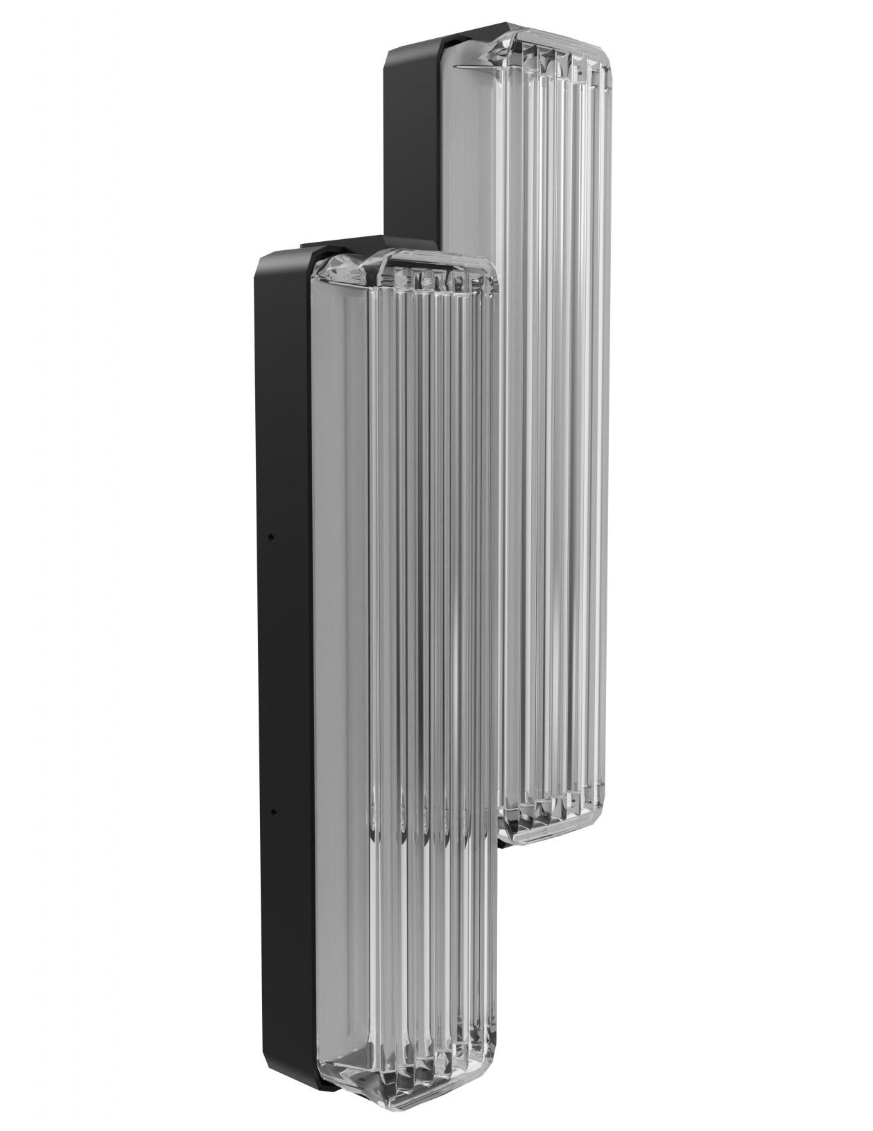 Thumbnail2 of Fremont 2-Light 14"H LED Wall Sconce in Black/Ribbed Glass more views