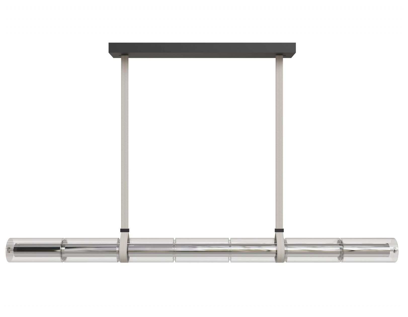 Fremont 64"W Clear Tubular LED Pendant in Ivory/Black