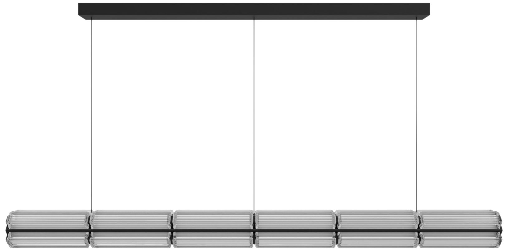 Image 2 Fremont 78"W Linear LED Pendant in Black/Clear Ribbed Glass more views