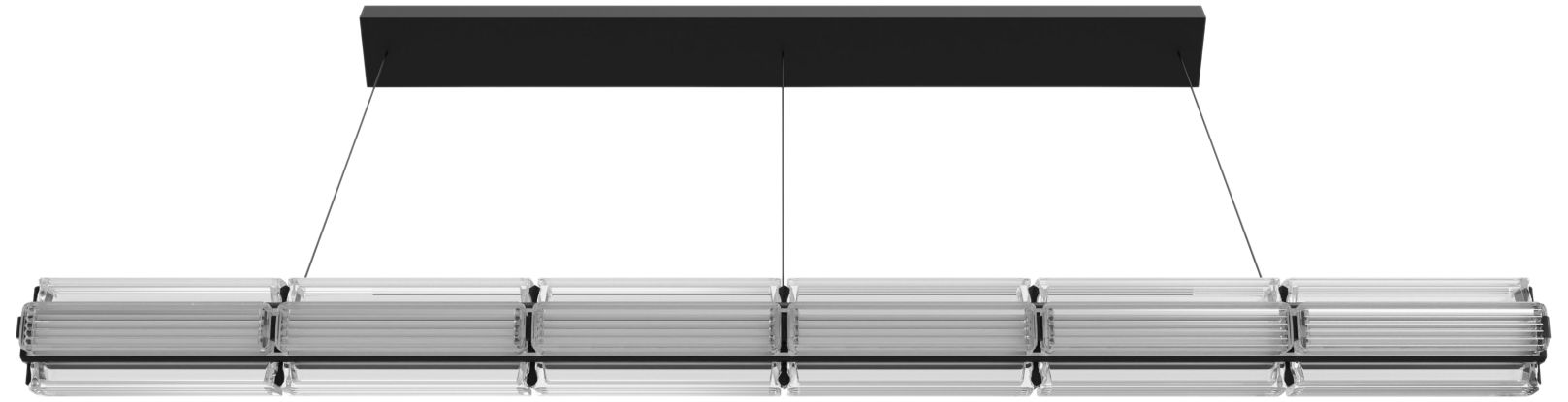 Image 4 Fremont 78"W Linear LED Pendant in Black/Clear Ribbed Glass more views
