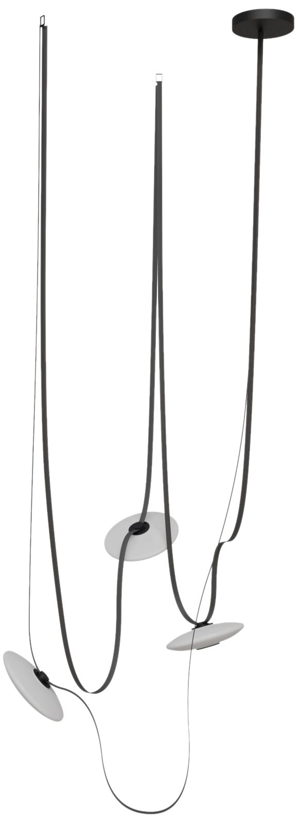 Image 2 Fremont Belt 3-Light 275"L Chandelier in Black/White Glass Disc more views