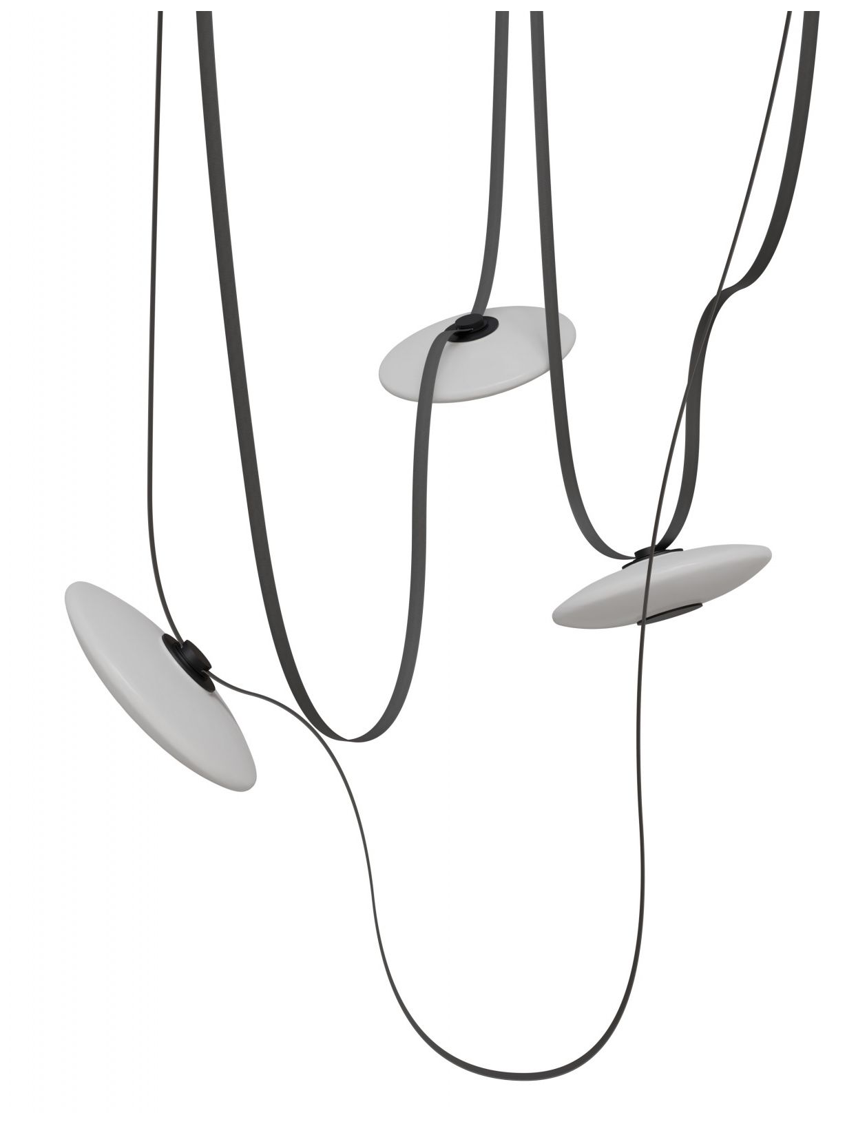 Image 3 Fremont Belt 3-Light 275"L Chandelier in Black/White Glass Disc more views