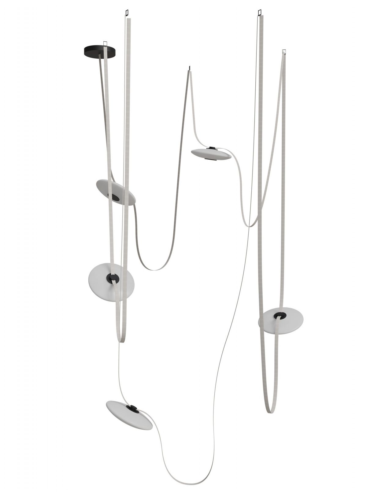 Fremont Belt 5-lights 551-inch Long Chandelier in Ivory/White Glass Disc