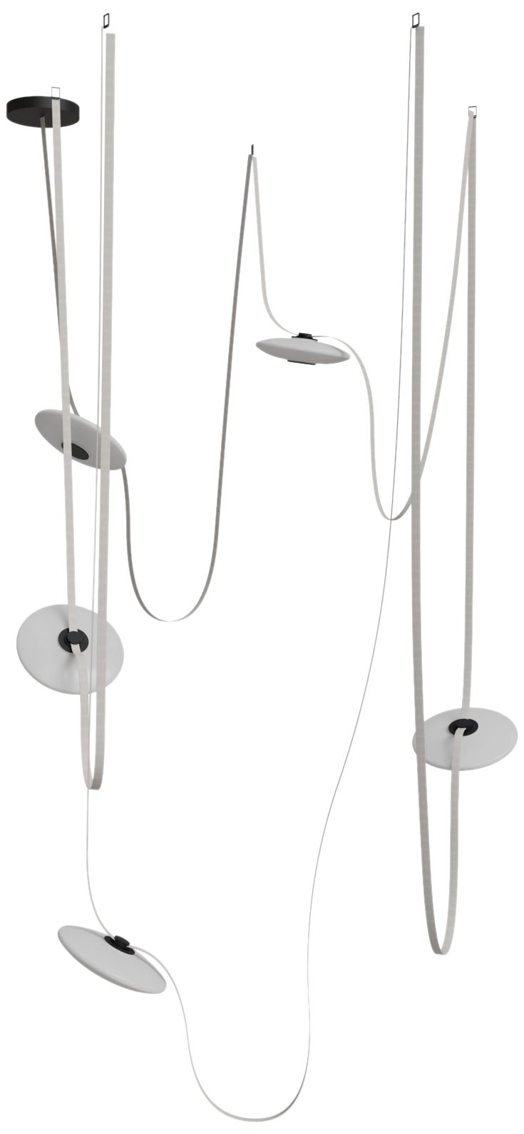 Image 2 Fremont Belt 5-lights 551-inch Long Chandelier in Ivory/White Glass Disc more views