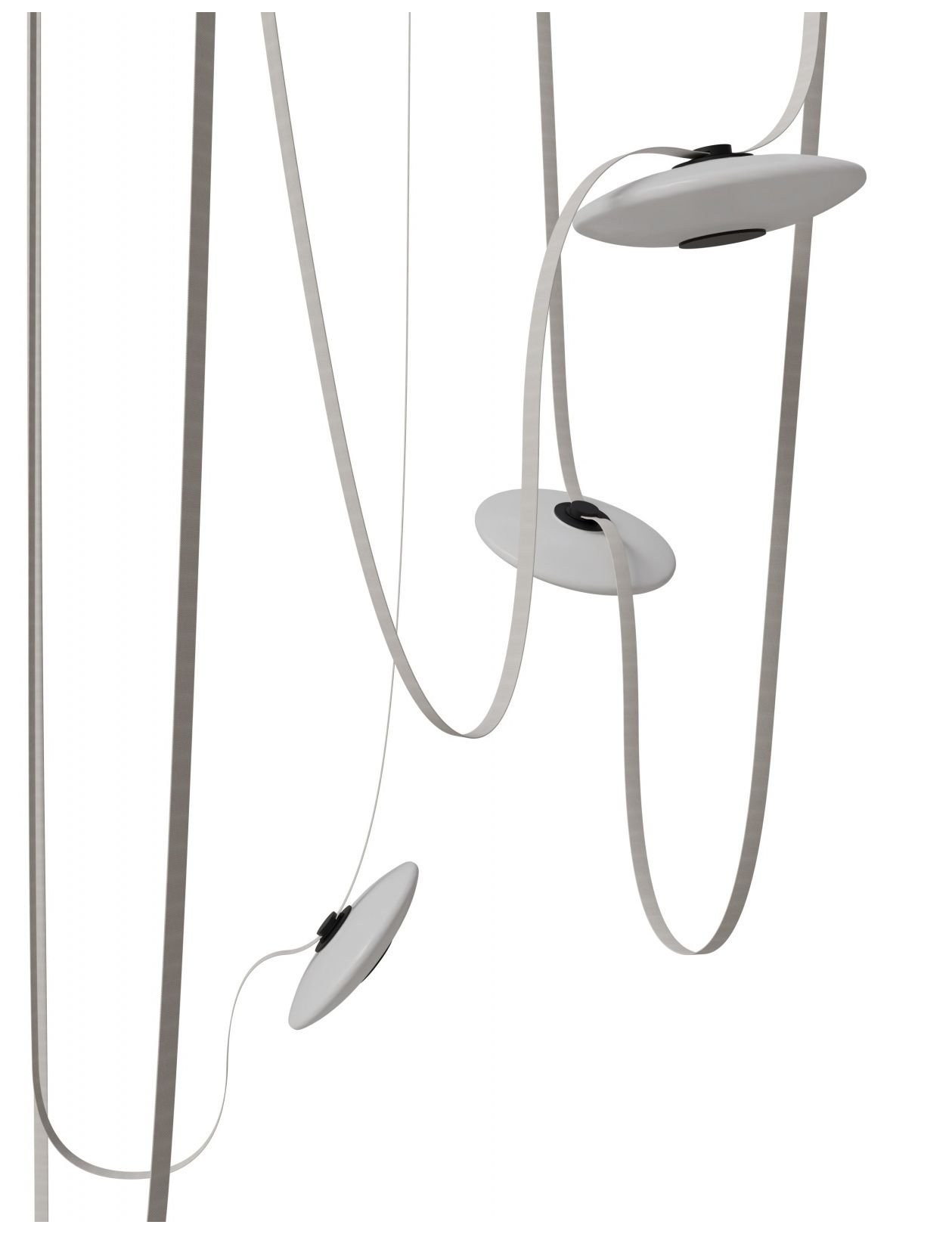 Image 3 Fremont Belt 5-lights 551-inch Long Chandelier in Ivory/White Glass Disc more views