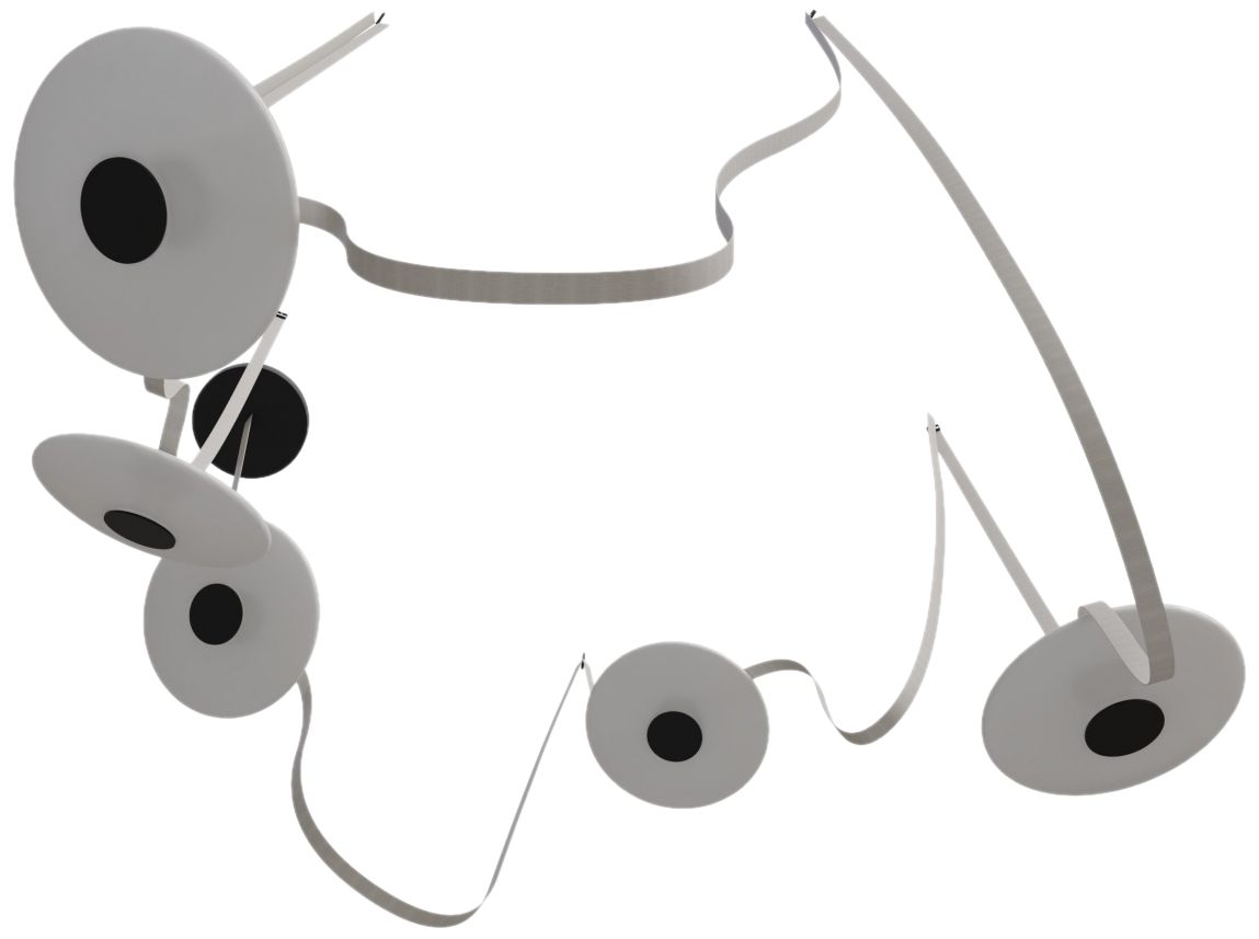 Image 4 Fremont Belt 5-lights 551-inch Long Chandelier in Ivory/White Glass Disc more views