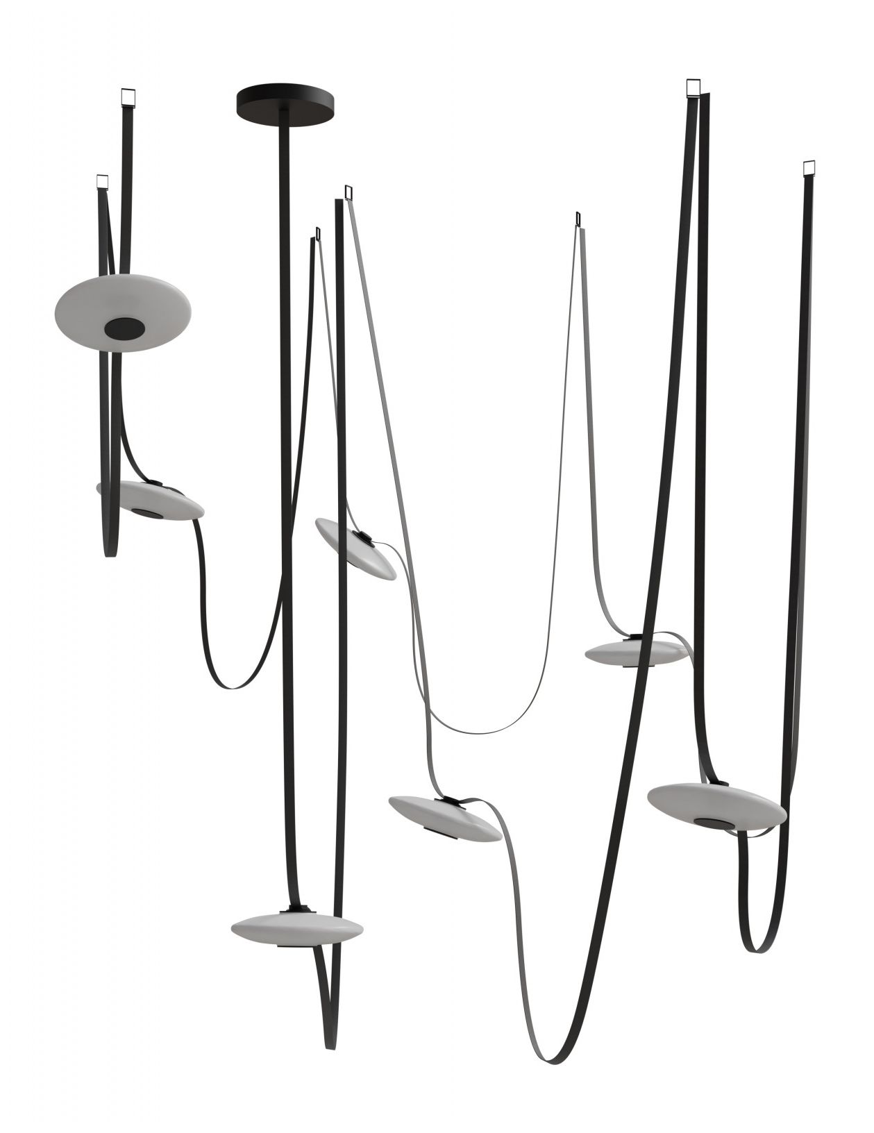 Image 2 Fremont Belt 7-Light 826"L Chandelier in Black/White Glass Disc more views