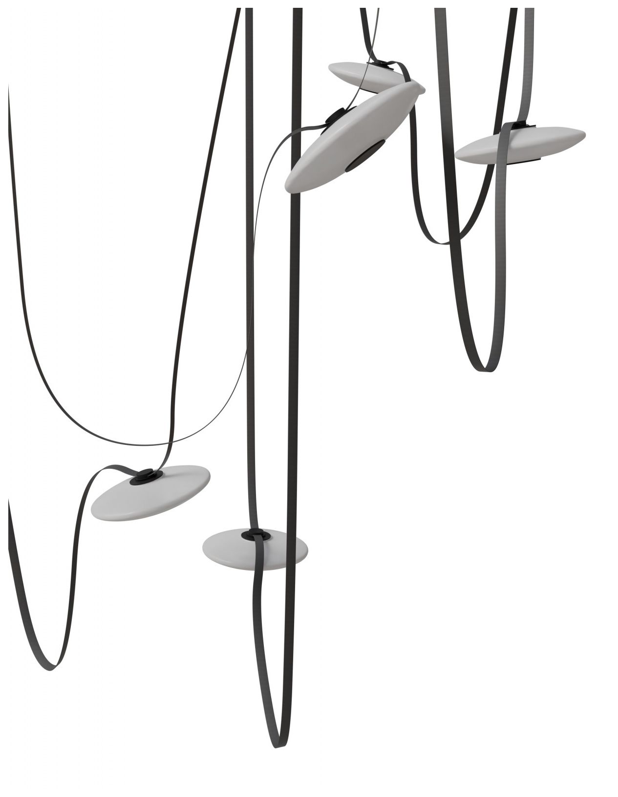 Image 3 Fremont Belt 7-Light 826"L Chandelier in Black/White Glass Disc more views