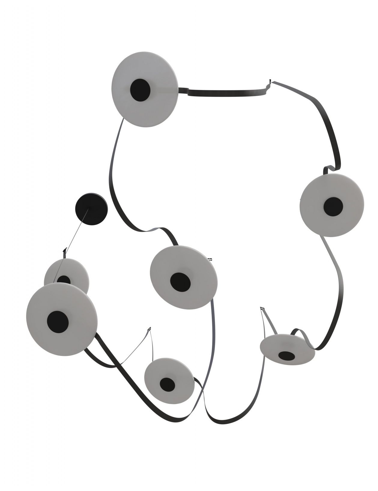 Image 4 Fremont Belt 7-Light 826"L Chandelier in Black/White Glass Disc more views