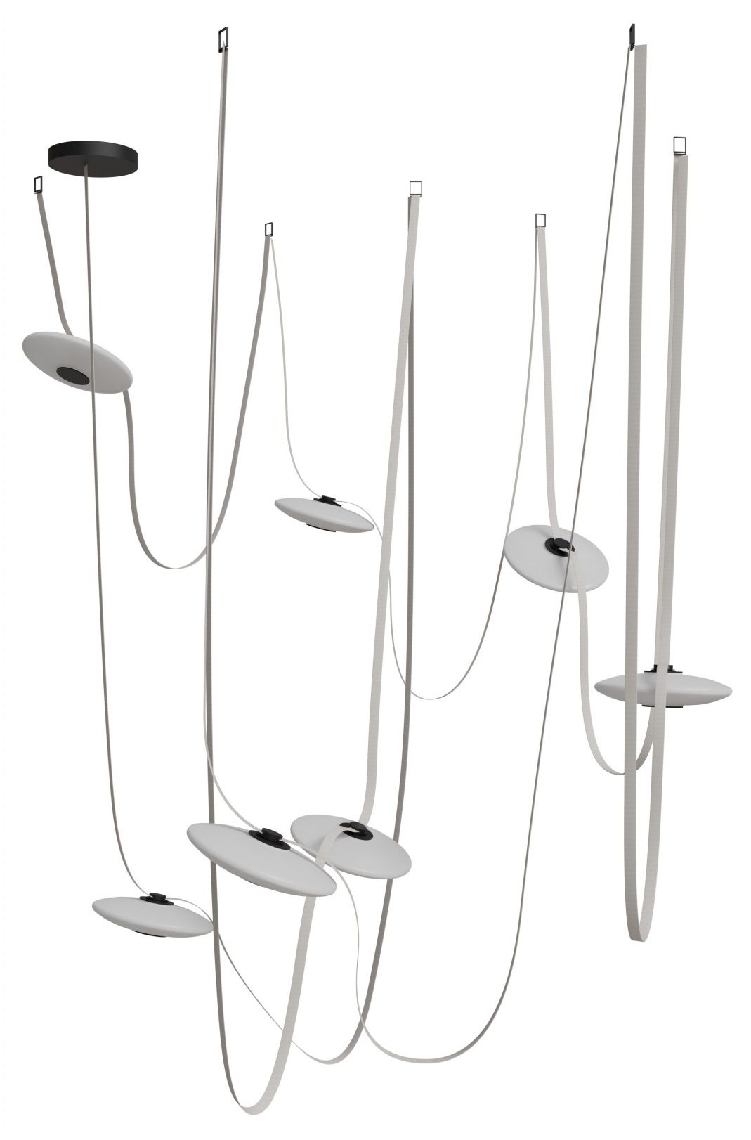Fremont Belt 7-Light 826"L Chandelier in Ivory/White Glass Disc